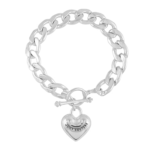 Juicy Couture Silvertone Heart Charm Toggle Bracelet
