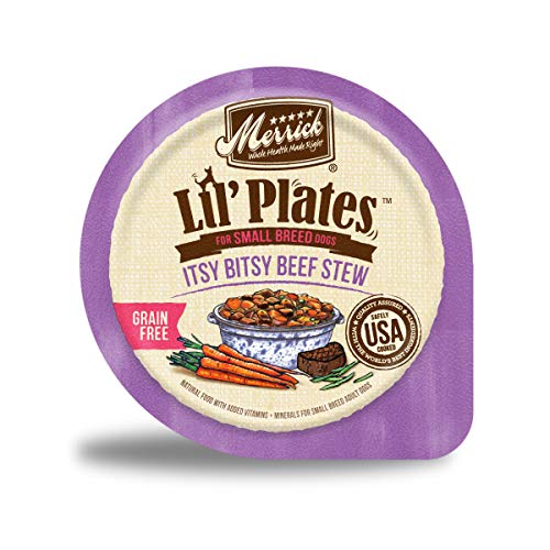 Merrick Lil' Plates Grain Free Small Dog Food, Itsy Bitsy Beef Stew Recipe, Wet Dog Food - (12) 3.5 oz. Tubs - 3.5 Ounce (Pack of 12) - Itsy Bitsy Beef Stew