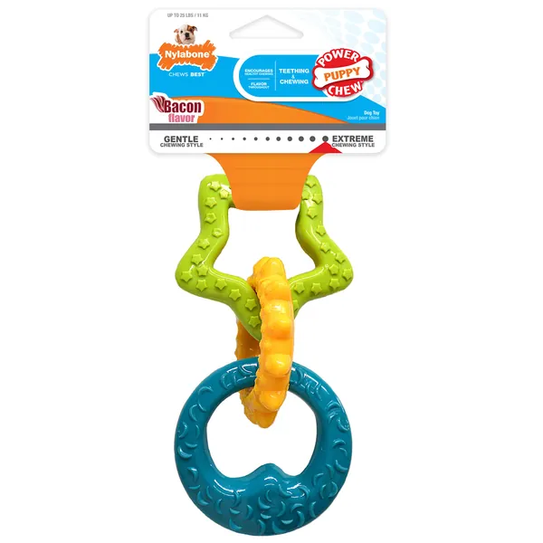 Nylabone Puppy Power Chew Toys | Long Lasting Puppy Chew Toys for Powerful Chewers | Interactive Treat Toys for Puppy - Rings Small/Regular (1 Count)