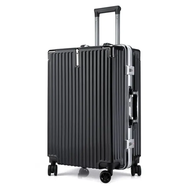 Aluminum Frame Hardside Lightweight Carry On Luggage with Spinner Wheels, Fashion Travel Suitcase Medium with TSA Lock, Rolling Luggage Carry On with Side Hook (Black, 26 inch)