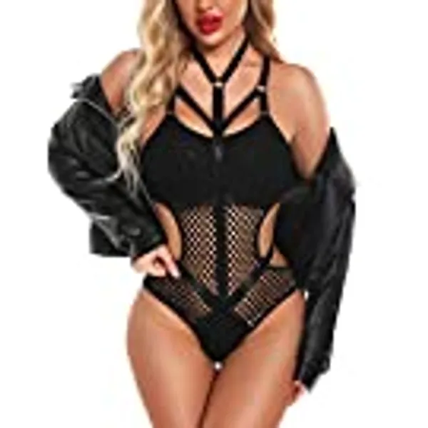 Aranmei Sexy Lingerie for Women Mesh Bodysuit One Piece Women's Swimsuit See Through Lingerie