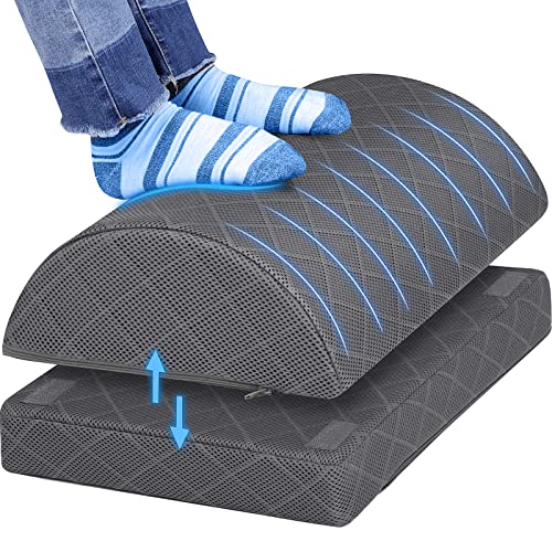 CushZone foot rest,desk & Gaming accessories,foot rest for under desk at work,Comfortable Footrest with 2 Adjustable Heights & removable cover, Office Desk Accessories（Grey） - 16.2 Inch in length - Grey