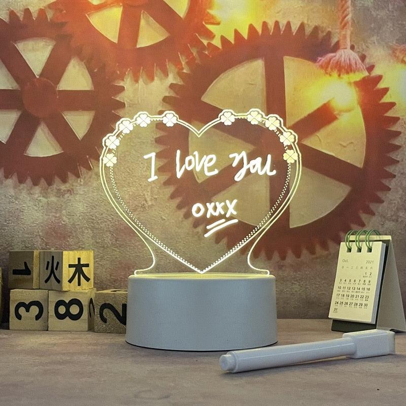 Warm White LED Note Board - Love Heart Board