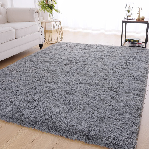 Balacho Soft Fuzzy Area Rug for Living Room Extra Large,Shaggy Rugs Fluffy Kids Bedroom Carpet 5x8 Feet Grey,Shag Rug for Nursery Boys Dorm Apartment Plush Decor,Children Anti-Skid Play Floor Mat