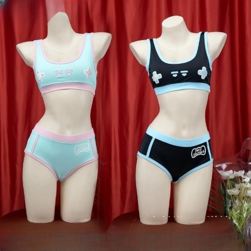 Printed Ice Silk underwear set  YV50191 | Light blue