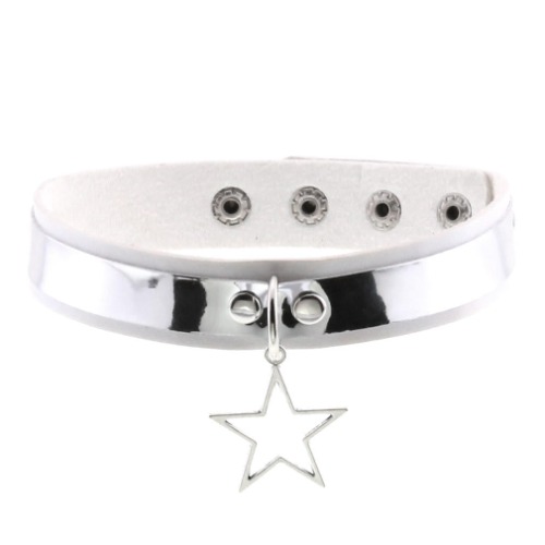 Rebellious Leather Star Choker Necklace - White