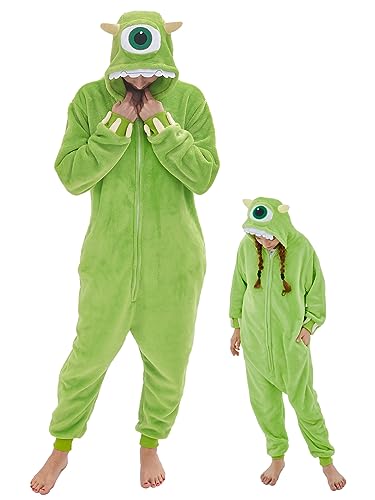 GONAAP Unisex Adult Onesie Pajamas Animal One Piece Costume Cosplay Sleepwear - Mike Wazowski - X-Small