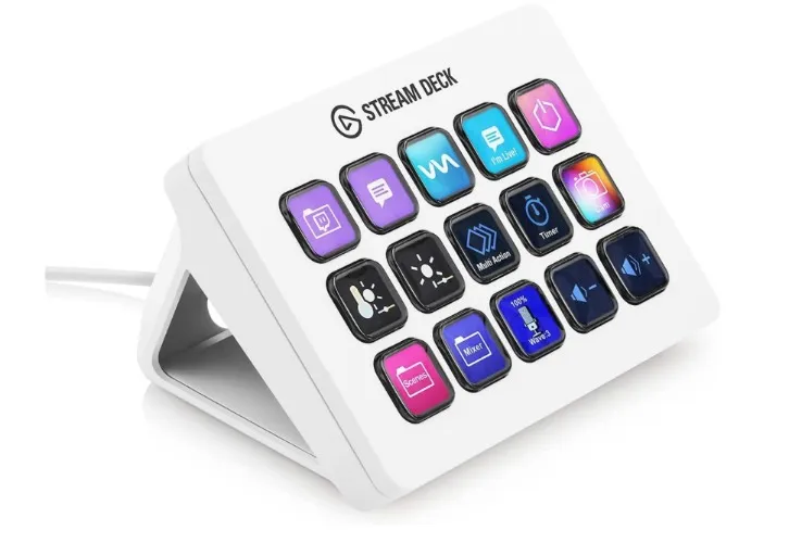 White Elgato Stream Deck MK.2 – Studio Controller, 15 macro keys, trigger actions in apps and software like OBS, Twitch, ​YouTube and more, works with Mac and PC - 15 Keys (MK.2 ) White