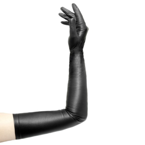 Opera gloves with zipper (model 209) leather black | 7 / Made to measure
