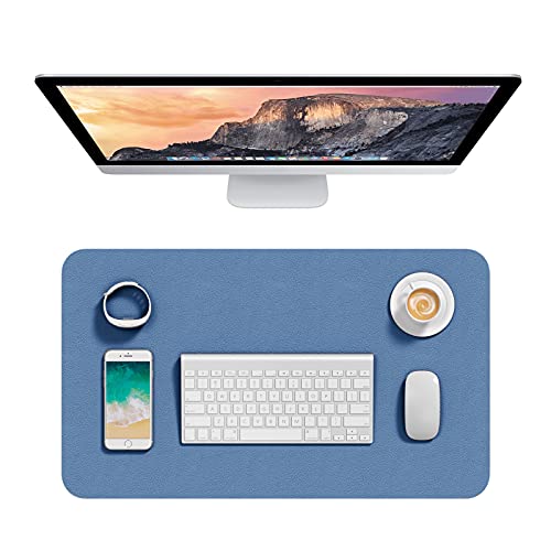 Hsurbtra Desk Pad, 23.6" x 13.8" PU Leather Desk Mat, M Extended Mouse Pad, Waterproof Desk Blotter Protector, Ultra Thin Small Laptop Keyboard Mat, Non-Slip Desk Writing Pad for Office, Dark Blue - Dark Blue - 23.6" x 13.8"