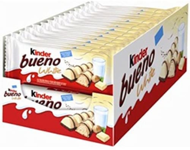 KINDER BUENO wit, 2 stangen, 43 g, doos met 30 stuks