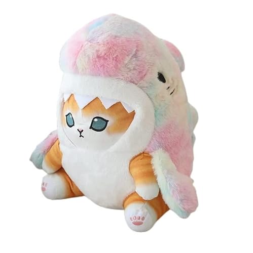 Shark Cat Plush Toy, Cute Fried Shrimp Shark Stuffed Animals Doll, Kawaii Shark Cat Plush Pillow Toy Birthday for Kids Boys Girls (8inch,Colorful) - 8inch - Colorful