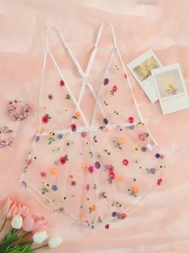 Floral Bodysuit Lingerie