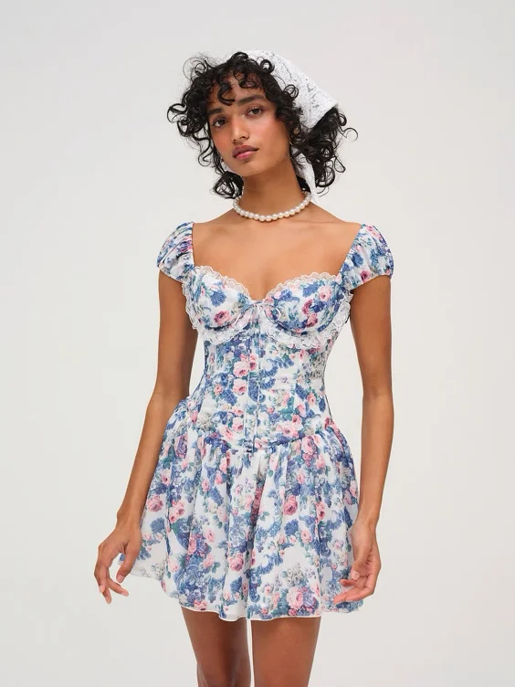Buy Audrey Floral Mini Dress, Blue - Order Dresses online - Victoria's Secret US