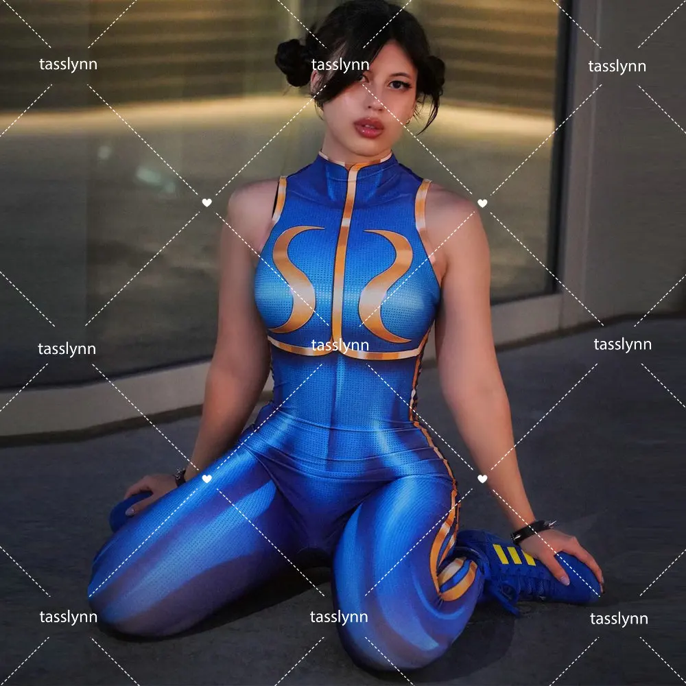 Disfraces de Cosplay de juegos Chun Li para mujer, traje Sexy de fiesta de Halloween, Sutorito, Faita, mono azul - AliExpress 200000532