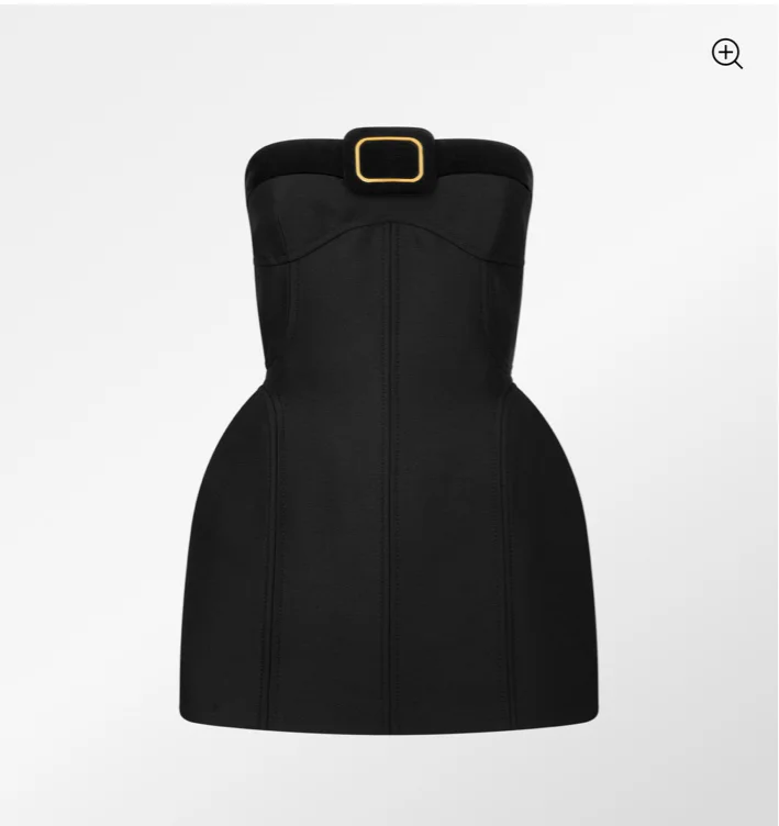 STRAPLESS MINI COCKTAIL DRESS WITH BUCKLE DETAIL
