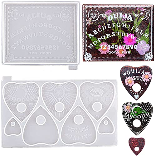 RESINWORLD Ouija Board and Planchette Resin Molds, 2PCS Gothic Epoxy Resin Silicone Molds for Ouija Board Game, Pendant, Resin Crafts