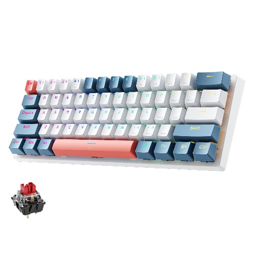 MACHENIKE Gaming Keyboard Red Switch 61 Keys (K500-B61), Mechanical Keyboard with RGB Backlit Hot Swap USB-C Wired PBT Keycaps for PC Gaming and Work - 61 Keys Red Switch
