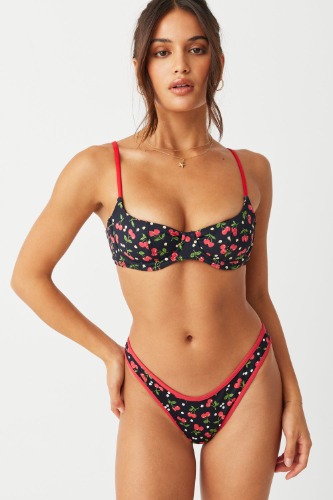 Cola Underwire Balconette Bikini Top - Cherry Hearts | Cherry Hearts / XS