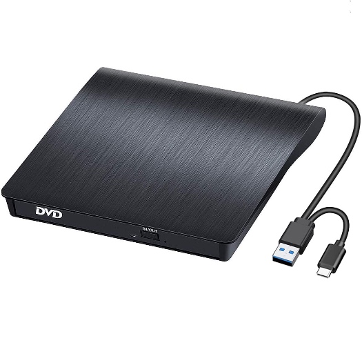 BEVA Externe cd/dvd-drive, USB 3.0 & Type-C, cd-dvd-brander, draagbaar, Rewriter Rewriter Reader DVD/CD-RW, plug and play voor laptop, desktop Windows 7/8/10/11, Linux, Vista, Mac OS voor MacBook,