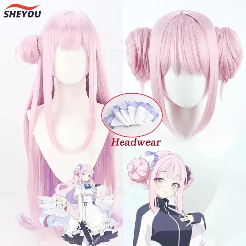 Misono-Perruque de Cosplay en Cheveux Synthétiques avec Bonnet, Jeu Bleu, Archive, Rose Clair, Dégradé Violet, Chignon, Degré de Chaleur - AliExpress 200000532