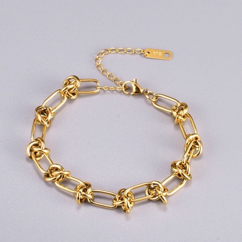 Plated Knot Chain Bracelet - Gold