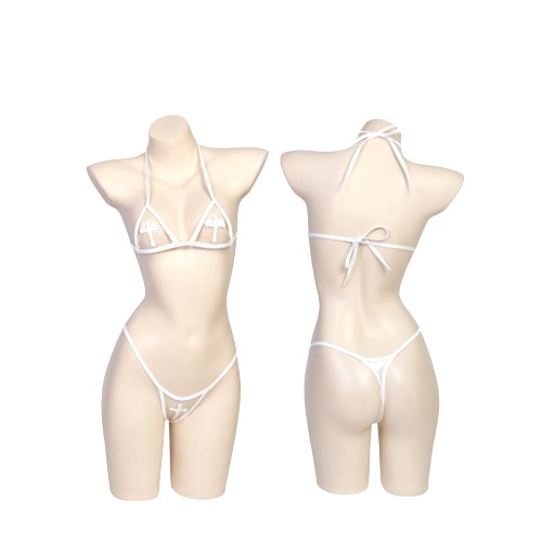 Soul Snatch | Parts: "See it Through" Transparent Bikini - Syrupy + White Edge + White Cross / One Size