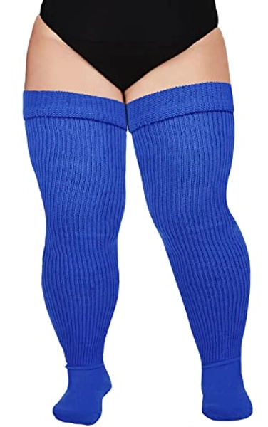 Plus Size Womens Thigh High Socks for Thick Thighs- Extra Long & Thick Over the Knee Stockings- Leg Warmer Boot Socks