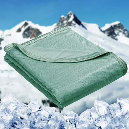 HOMFINE Cooling Blankets for Hot Sleepers - Summer Blanket Thin Lightweight Breathable Soft Double Side Enhanced Blanket for Bed Couch Sofa, Keep Cool for Night Sweats (Green, 60 x 80 inches) - Green - Twin (60"x80")