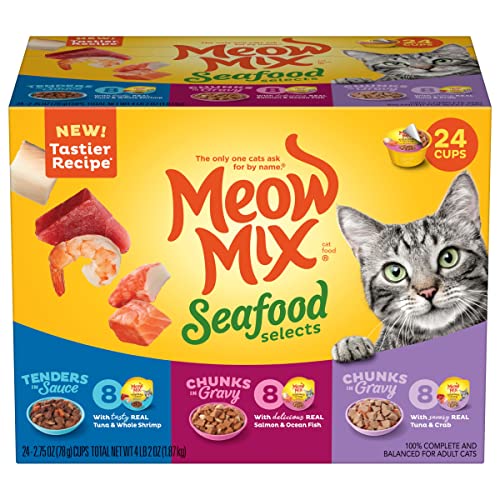 Meow Mix Seafood Selects Wet Cat Food Variety Pack, 2.75 Ounce (Pack of 24) - Variety Pack: Seafood Selections - 2.75 Ounce (Pack of 24)