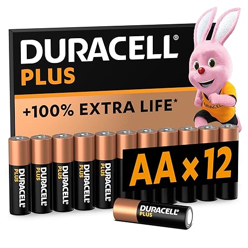 Duracell Plus AA Batteries (12 Pack) - Alkaline 1.5V - Up To 100% Extra Life - Reliability For Everyday Devices - 0% Plastic Packaging - 10-Year Storage - LR6 MN1500 - Size AA - Plus (+100% Extra Life) - Pack of 12