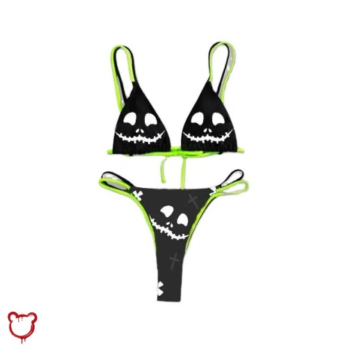 Gothic Punk Bikini in Sexy Style - green / S