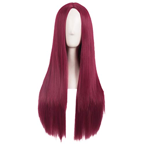 MapofBeauty 28 Inch/70 cm Women Special Natural Long Straight Synthetic Wig (Red) - Red