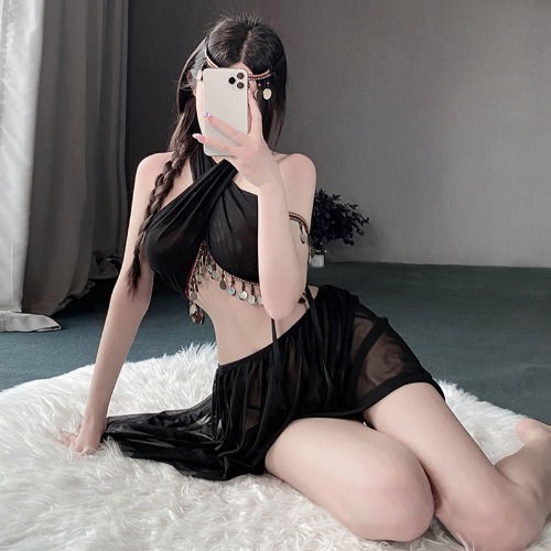 Seductive Exotic Lingerie Set - Black / S