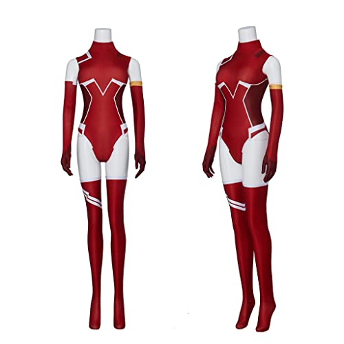 02 Bodysuit Cosplay Costume Spandex Zentai Suit Tight Jumpsuit Outfit for Women Adult - Small - Red