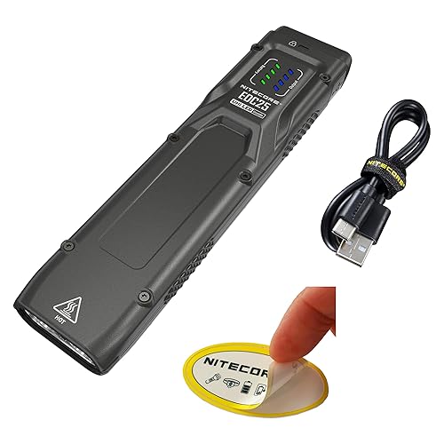 Nitecore EDC25 EDC Flashlight, 3000 Lumen Slim Flat Shape USB-C Rechargeable Lightweight for Everyday Carry with Clip, and NitecoreSt Sticker