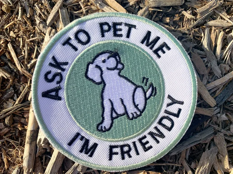Patch For Dog clothes, Cute, 3 Inch, Ask to Pet Me, Iron On,Patch For Dog's Shirt, Hoodi, Embroidery Sew On Patch, Patch for Dog's Shirt,
