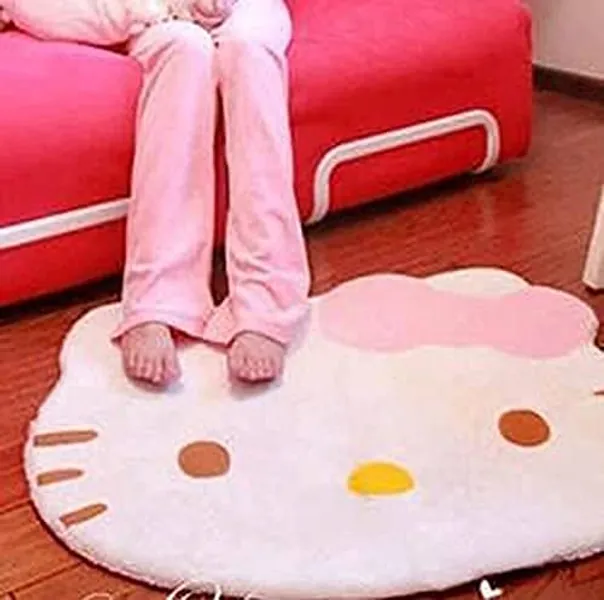 Ikeelife Super Soft Cute Kitten Cartoon Hello Kitty Non-Slip Door Mats Soft Children Area Rugs Room Bed Carpet,【Buy 1 Get 2】--Bonus Gift(KT Mouse Pad),Hello Kitty Pink - 