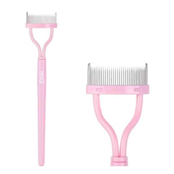 Eyelash Comb Separator MSQ Eyelash Mascara Brush and Comb Lash Separator With Comb Cover Arc Designed Cosmetic Brushes Tool Pink (1PCS)