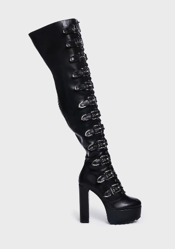 Buckle Up Thigh-High Boots