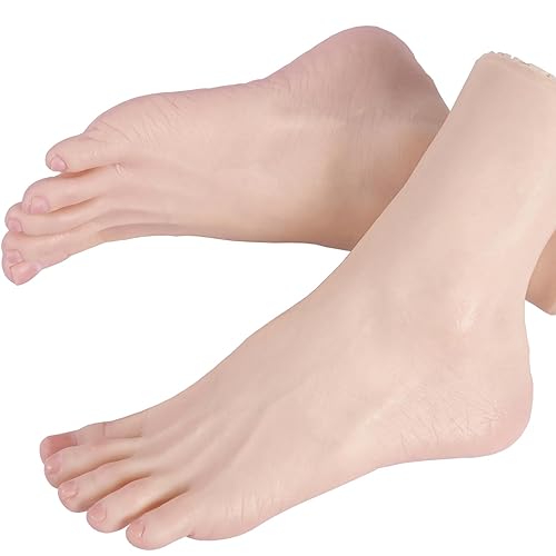 Silicone Foot Silicone Female Feet 1 Pair Realistic Silicone Feet Mannequin Foot Display Jewelry Shoes and Socks Art Silicone Foot - Nude Color