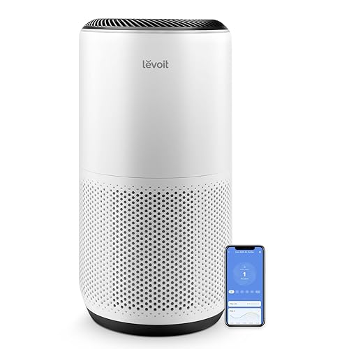 LEVOIT Air Purifiers for Home Large Room Up to 1980 Ft² in 1 Hr With Air Quality Monitor, HEPA Sleep Mode, Auto Mode, Smart WiFi, 3-in-1 Filter Captures Pet Allergies, Smoke, Dust, Core 400S-P, White - Core 400S White