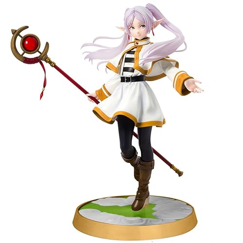 Anime Frieren Figure,Frieren Action Figure,20cm/7.87" Manga Figurine,Standing with Staff Battle Scene Character Model,PVC Desktop Decoration Statue Collectible Gifts - Frieren-b - 20cm/7.87in