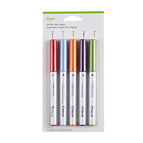 Cricut Gel Set, Origins (5) Pens - True Red, Something Blue, Tangerine, Eggplant, Lemongrass - 5 Count (Pack of 1) - Gel Pens