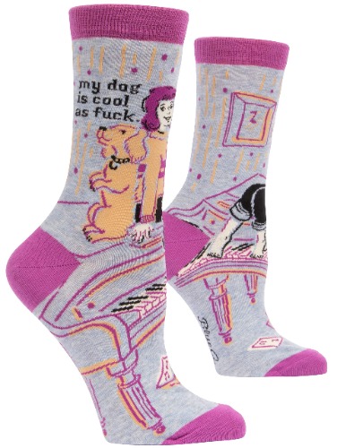 Blue Q Women's Novelty Crew Socks (fit women's shoe size 5-10) - My Dog Cool
