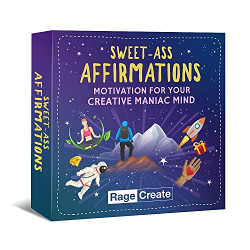 Sweet-Ass Affirmations Deck by Rage Create - 60 Hilarious, Unfiltered Motivational Affirmation Cards to Brighten Your Bad Day in 10 Seconds or Less