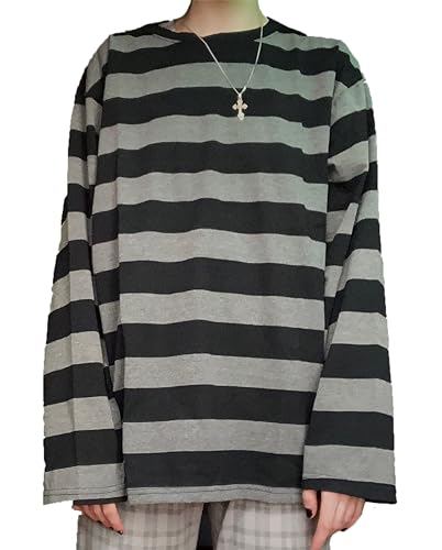 Unisex Goth Shirt Goth Shirt Fake Two Piece Alternative Clothing Retro Baggy Goth Long-Sleeved Top Garbage Goth T-Shirts - XX-Large - Black+grey1