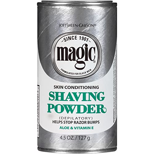 SoftSheen-Carson Magic Razorless Shaving for Men, Magic Skin Conditioning Shaving Powder, with Vitamin E and Aloe, formulated for Black Men, Depilatory, Helps Stop Razor Bumps, 4.5 oz - Skin Conditioning - 4.5 Ounce (Pack of 1)