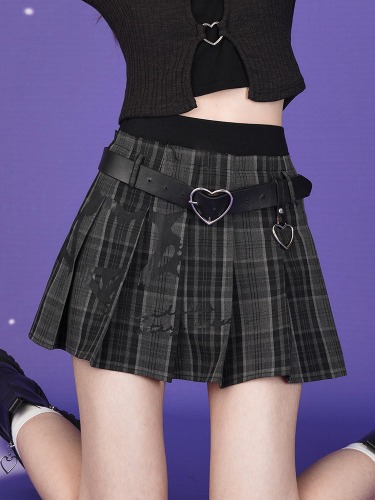 Plaid Print Pleated Skirt