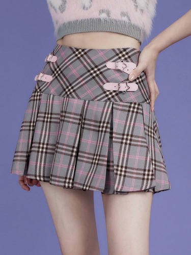 Star Buckle Pleated Skirt